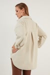 Lela Cepli Oversize Kışlık Bayan Gömlek Ceket 42190456 AÇIK VİZON