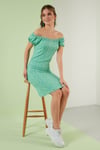 Lela Çiçek Desenli Carmen Yaka Bayan Elbise 5863700 BENETTON