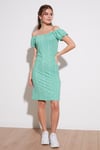 Lela Çiçek Desenli Carmen Yaka Bayan Elbise 5863700 BENETTON