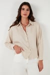Lela Çiçekli Regular Fit Bayan Gömlek 67044532S4 KREM