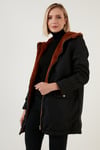 Lela Çift Taraflı Regular Fit İçi Suni Kürklü Cepli Bayan Mont 6238067 CAMEL