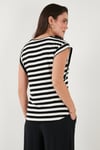 Lela Çizgili Oversize Fit Bisiklet Yaka Kadın T Shirt 5866103 SİYAH