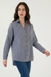 Lela Çizgili Oversize Fit Klasik Yaka Uzun Kollu Bayan Gömlek 6925475 SİYAH
