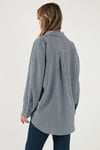 Lela Çizgili Oversize Fit Klasik Yaka Uzun Kollu Bayan Gömlek 6925475 SİYAH