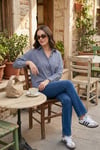 Lela Çizgili Oversize Fit Klasik Yaka Uzun Kollu Bayan Gömlek 6925475 SİYAH