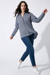 Lela Çizgili Oversize Fit Klasik Yaka Uzun Kollu Bayan Gömlek 6925475 SİYAH