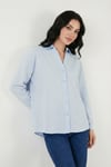 Lela Çizgili Oversize Fit Klasik Yaka Uzun Kollu Bayan Gömlek 6925437 MAVİ