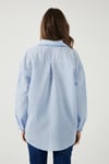 Lela Çizgili Oversize Fit Klasik Yaka Uzun Kollu Bayan Gömlek 6925437 MAVİ