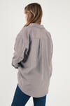 Lela Çizgili Oversize Fit Klasik Yaka Uzun Kollu Bayan Gömlek 6925475 KAHVE