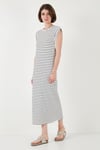 Lela Çizgili Regular Fit Kolsuz Bisiklet Yaka Midi Boy Kadın Elbise 5866107 SİYAH