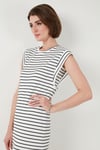 Lela Çizgili Regular Fit Kolsuz Bisiklet Yaka Midi Boy Kadın Elbise 5866107 SİYAH