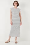 Lela Çizgili Regular Fit Kolsuz Bisiklet Yaka Midi Boy Kadın Elbise 5866107 SİYAH