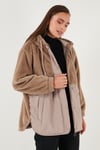 Lela Comfort Fit Kapüşonlu Yumuşak Dokulu Bayan Mont 497HOLLY BEJ