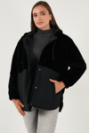 Lela Comfort Fit Kapüşonlu Yumuşak Dokulu Bayan Mont 497HOLLY SİYAH