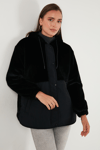 Lela Comfort Fit Kapüşonlu Yumuşak Dokulu Bayan Mont 497HOLLY SİYAH
