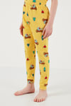 Lela Desenli % 100 Pamuk Bisiklet Yaka Erkek Çocuk Pijama Takımı 6651001 HARDAL