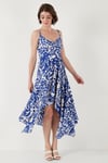 Lela Desenli Asimetrik Kesim Regular Fit Midi Boy Askılı Kadın Elbise 5866126 SAKS
