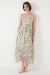 Lela Desenli Asimetrik Kesim Regular Fit Midi Boy Askılı Kadın Elbise 5866126 Olive