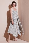 Lela Desenli Asimetrik Kesim Regular Fit Midi Boy Askılı Kadın Elbise 5866126 Olive