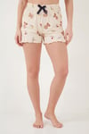 Lela Desenli Bambu Karışımlı Regular Fit Şortlu Kadın Pijama Takımı 6097715 EKRU-KAHVE