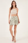 Lela Desenli Beli Lastikli Mini Bayan Şort Etek 5865722 Olive