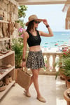 Lela Desenli Beli Lastikli Mini Kadın Şort Etek 5865118 LEOPAR