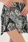 Lela Desenli Beli Lastikli Mini Kadın Şort Etek 5865118 SİYAH-BEYAZ