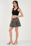 Lela Desenli Beli Lastikli Mini Kadın Şort Etek 5865118 LEOPAR