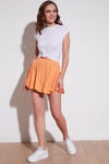 Lela Desenli Beli Lastikli Slim Fit Mini 2'li Paket Bayan Şort Etek 5864024S2 ORANJ-SAKS
