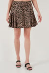 Lela Desenli Beli Lastikli Slim Fit Mini 3'lü Paket Bayan Şort Etek 5864024S3 ZEBRA-LEOPAR-SAKS