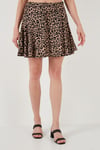 Lela Desenli Beli Lastikli Slim Fit Mini 3'lü Paket Kadın Şort Etek 5864024S3 BENETTON-ZEBRA-LEOPAR