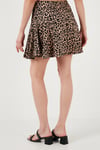Lela Desenli Beli Lastikli Slim Fit Mini 3'lü Paket Bayan Şort Etek 5864024S3 ZEBRA-LEOPAR-SAKS