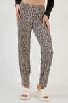 Lela Desenli Beli Lastikli Uzun Kollu Gömlek Yaka Dokuma Pijama Takım Bayan Pijama Takımı 6097520 LEOPAR-SİYAH