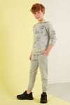 Lela Desenli Kapüşonlu Cepli % 100 Pamuk Spor Erkek Çocuk Takım 59215422 AÇIK GRİ