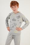 Lela Desenli Kapüşonlu Cepli % 100 Pamuk Spor Erkek Çocuk Takım 59215422 AÇIK GRİ