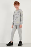 Lela Desenli Kapüşonlu Cepli % 100 Pamuk Spor Erkek Çocuk Takım 59215422 AÇIK GRİ