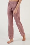 Lela Desenli Kısa Kollu Beli Lastikli Gömlek Yaka Dokuma Bayan Pijama Takımı 6097515 GÜL KURUSU