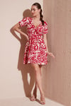Lela Desenli Kruvaze Yaka Regular Fit Kadın Elbise 5865723 BORDO