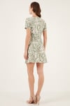 Lela Desenli Kruvaze Yaka Regular Fit Kadın Elbise 5865723 Olive