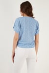 Lela Desenli Önü Büzgülü V Yaka Crop Bayan Bluz 5864486Y4 BEBE MAVİ