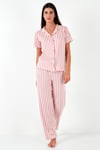 Lela Desenli Regular Fit Gömlek Yaka Kadın Pijama Takımı 65750101 PUDRA