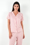 Lela Desenli Regular Fit Gömlek Yaka Kadın Pijama Takımı 65750101 PUDRA
