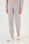 Lela Desenli Regular Fit Kapüşonlu Polar Bayan Pijama Takımı 6571002 GRİ