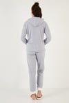 Lela Desenli Regular Fit Kapüşonlu Polar Bayan Pijama Takımı 6571004 GRİ