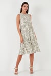 Lela Desenli Regular Fit Kolsuz Kadın Elbise 5865731 Olive