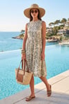 Lela Desenli Regular Fit Kolsuz Kadın Elbise 5865731 Olive