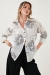 Lela Desenli Regular Fit Uzun Kollu Bayan Gömlek 6773200 BEYAZ-SİYAH