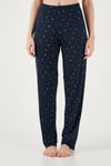 Lela Desenli Standart Fit Kurdele Detaylı Kısa Kollu Bayan Pijama Takımı 6091435 LACİVERT-BEYAZ