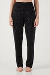 Lela Desenli Standart Fit Kurdele Detaylı Kısa Kollu Kadın Pijama Takımı 6091435 SİYAH-KIRMIZI