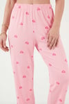 Lela Desenli Yumuşak Dokulu Regular Fit Düğmeli Kısa Kollu Kadın Pijama Takımı 65750101Y AÇIK PEMBE